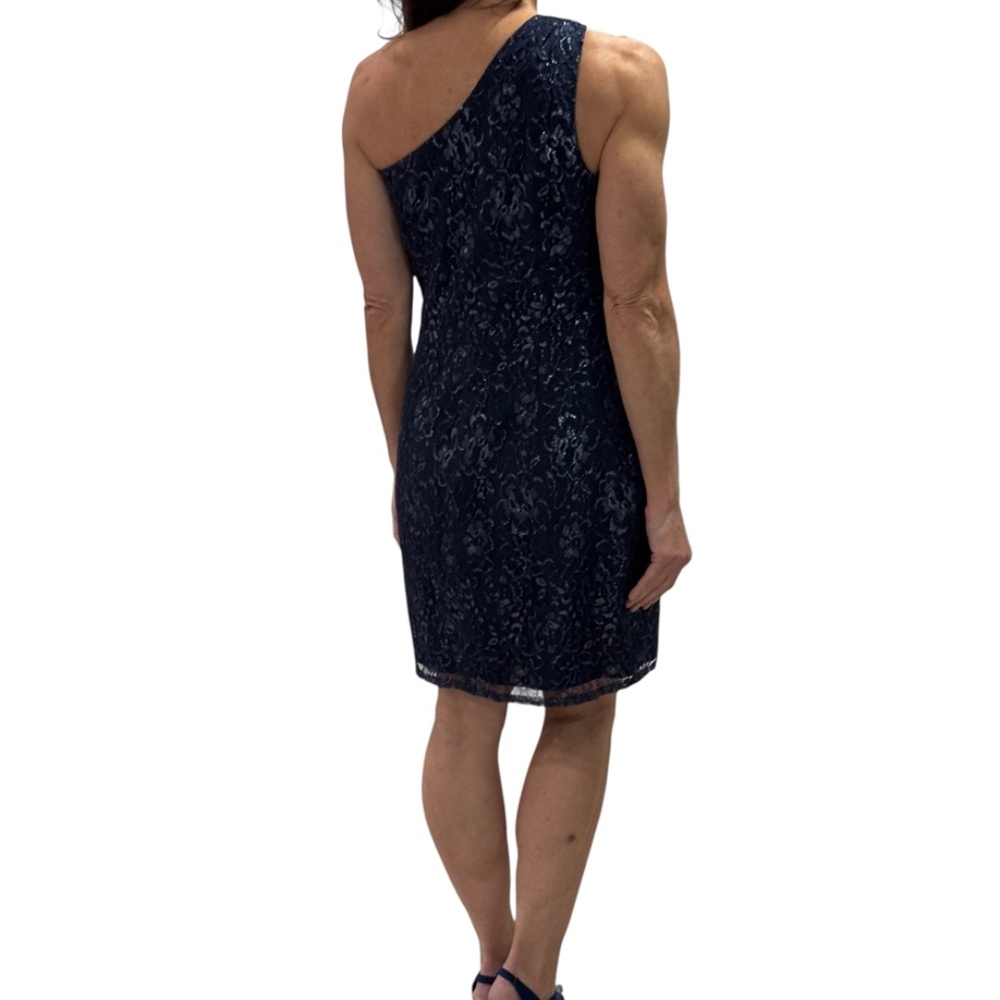 Dress the Population One-shoulder Lace Cocktail Dress - Blue Size M - Picture 4 of 13